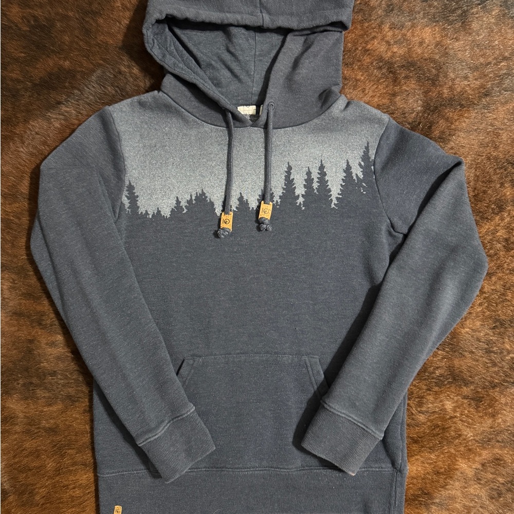 Men's Gray Hoodie with Forest Design